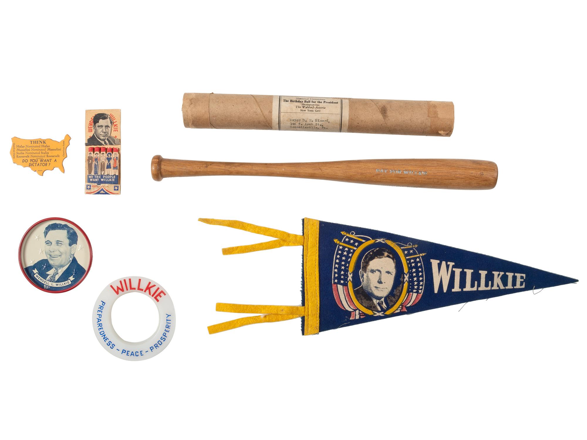 [WILLKIE, Wendell (1892-1944)]. A group of broadsides, sheet music, and campaign ephemera, comprising: