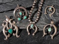 Navajo Sand Cast Silver and Turquoise Najas