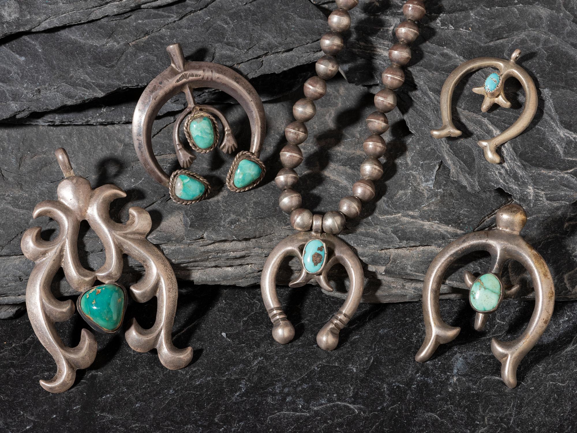 Navajo Sand Cast Silver and Turquoise Najas