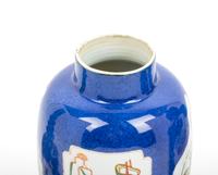 A Chinese Export Powder Blue Ground Famille Verte Porcelain Four-Piece Garniture