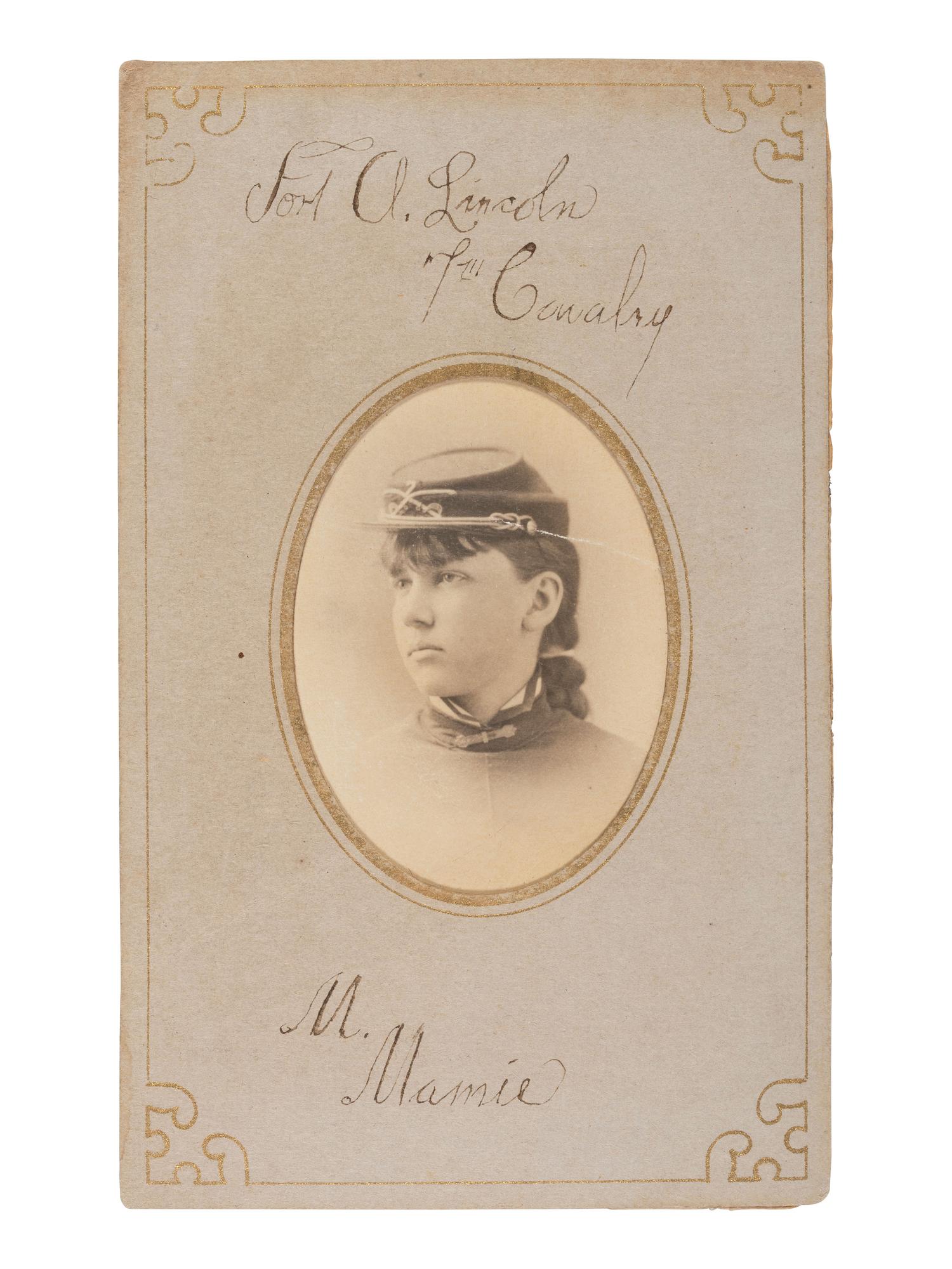 [CUSTER, George Armstrong]. GOFF, O.S., photographer. CDV of Libbie Custer's niece, Mary Ann, while at Fort Abraham Lincoln with the Custer family and 7th US Cavalry.