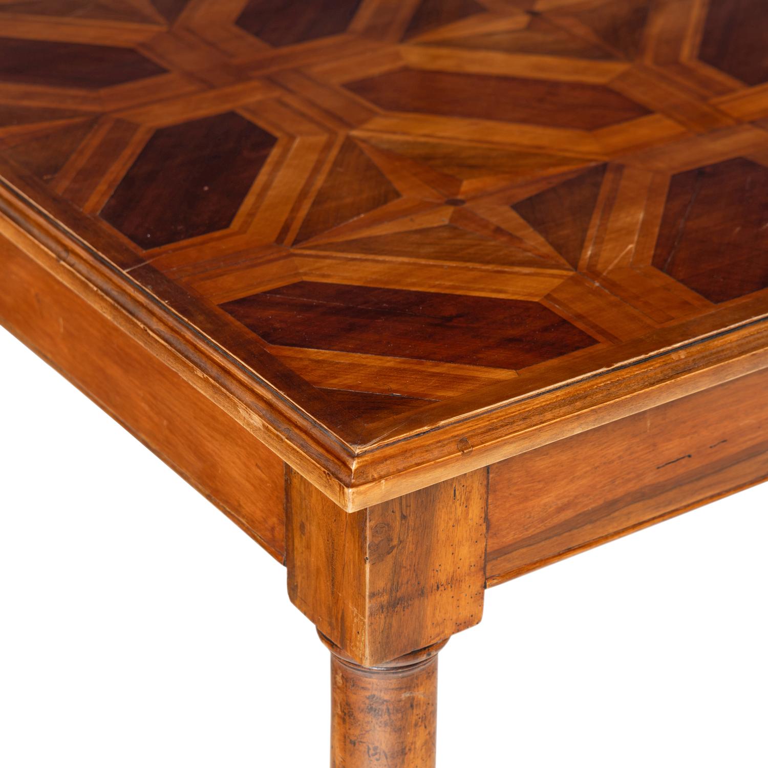 A Diminutive Neoclassical Style Parquetry Center Table