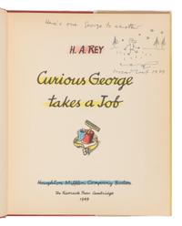 [REY, H.A. (1898-1977), illustrator]. -- REY, Margaret (1906-1996). Curious George Takes a Job . Boston: Houghton Mifflin, 1949.
