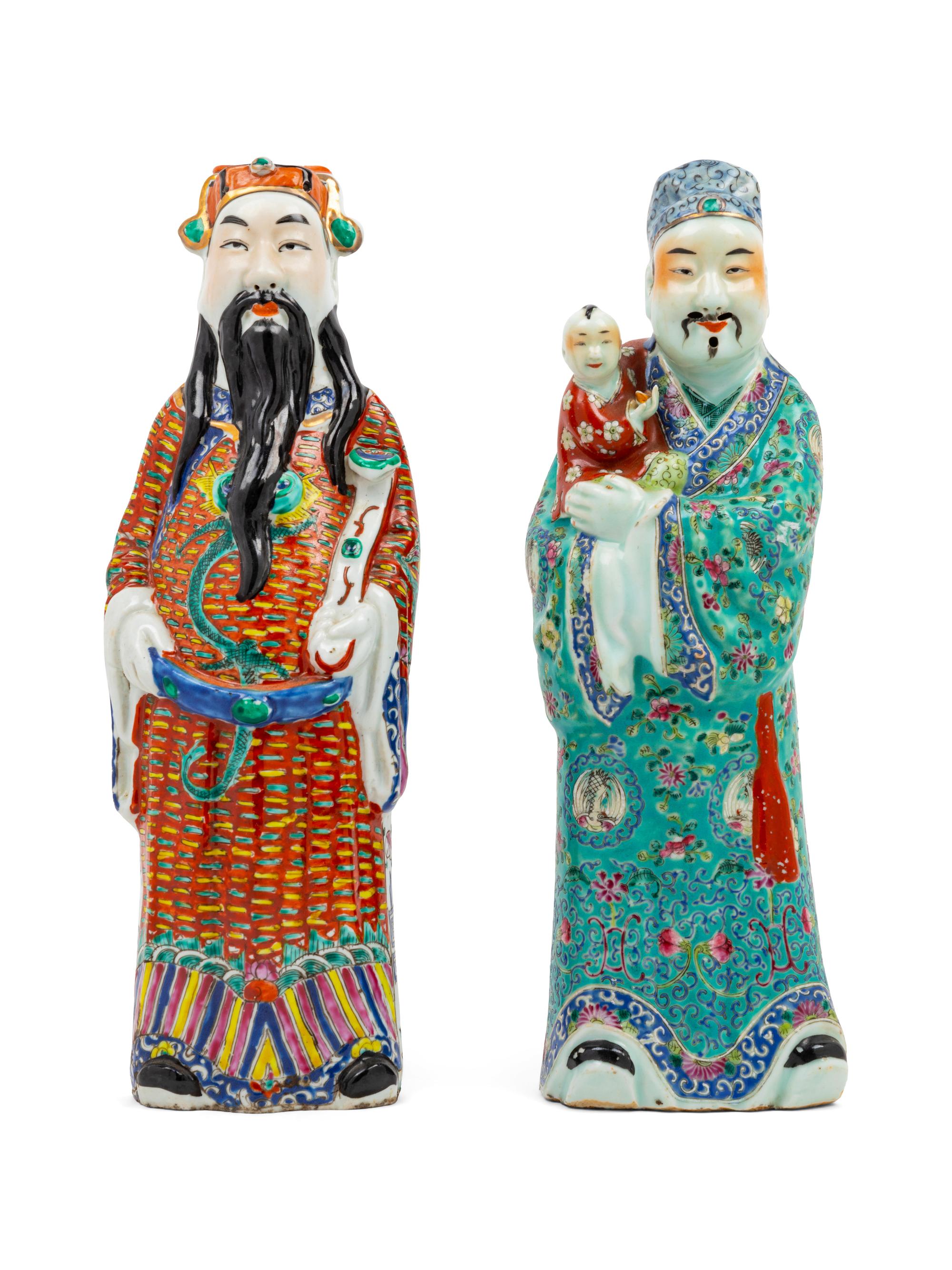 A Pair of Chinese Famille Rose Porcelain Figures