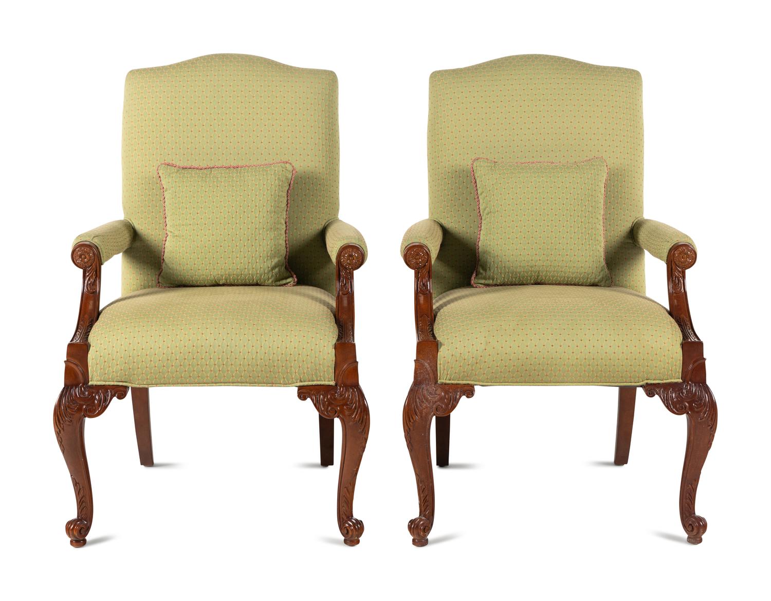 A Pair of Councill Craftsmen George II Style Library Chairs