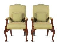 A Pair of Councill Craftsmen George II Style Library Chairs