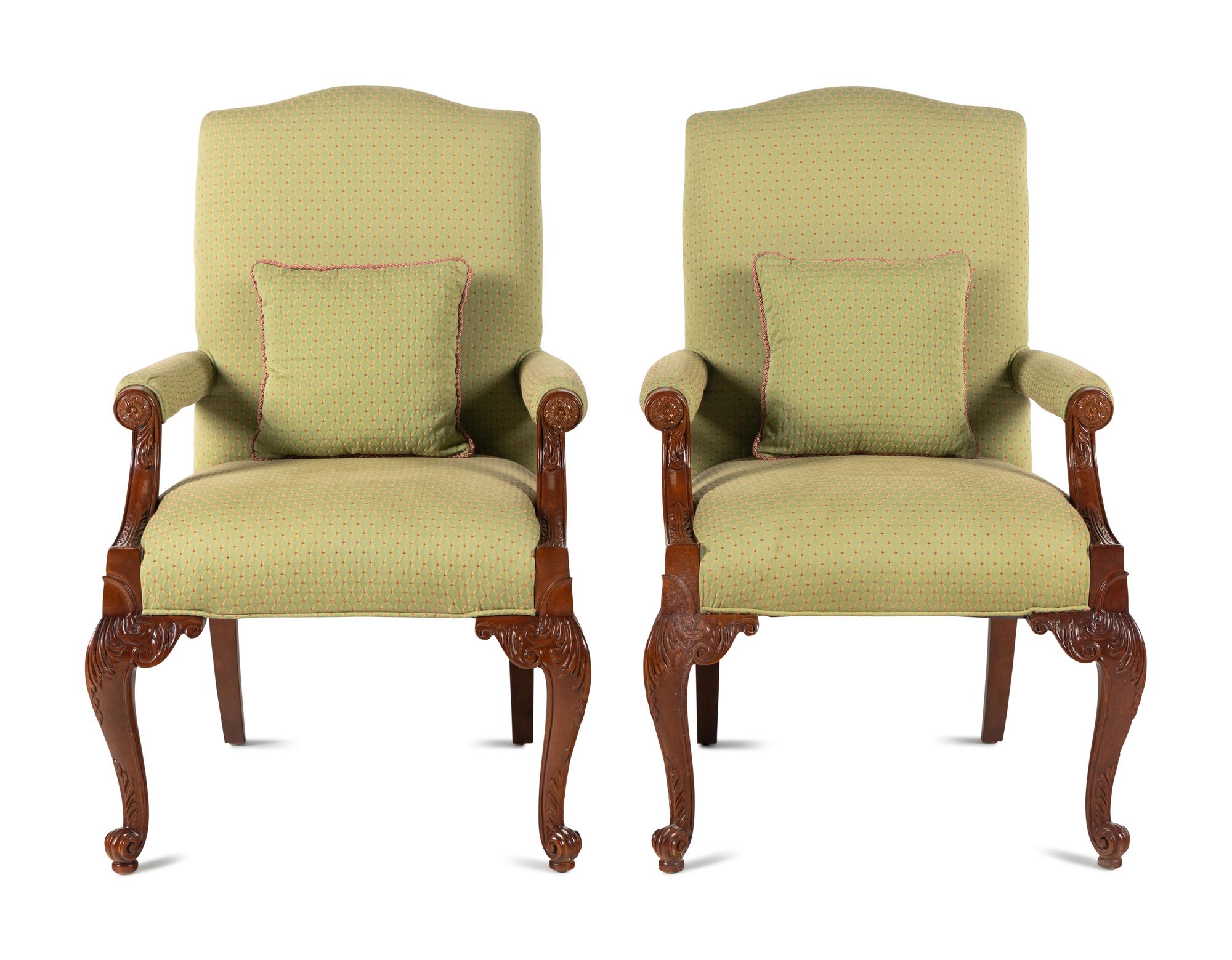 A Pair of Councill Craftsmen George II Style Library Chairs