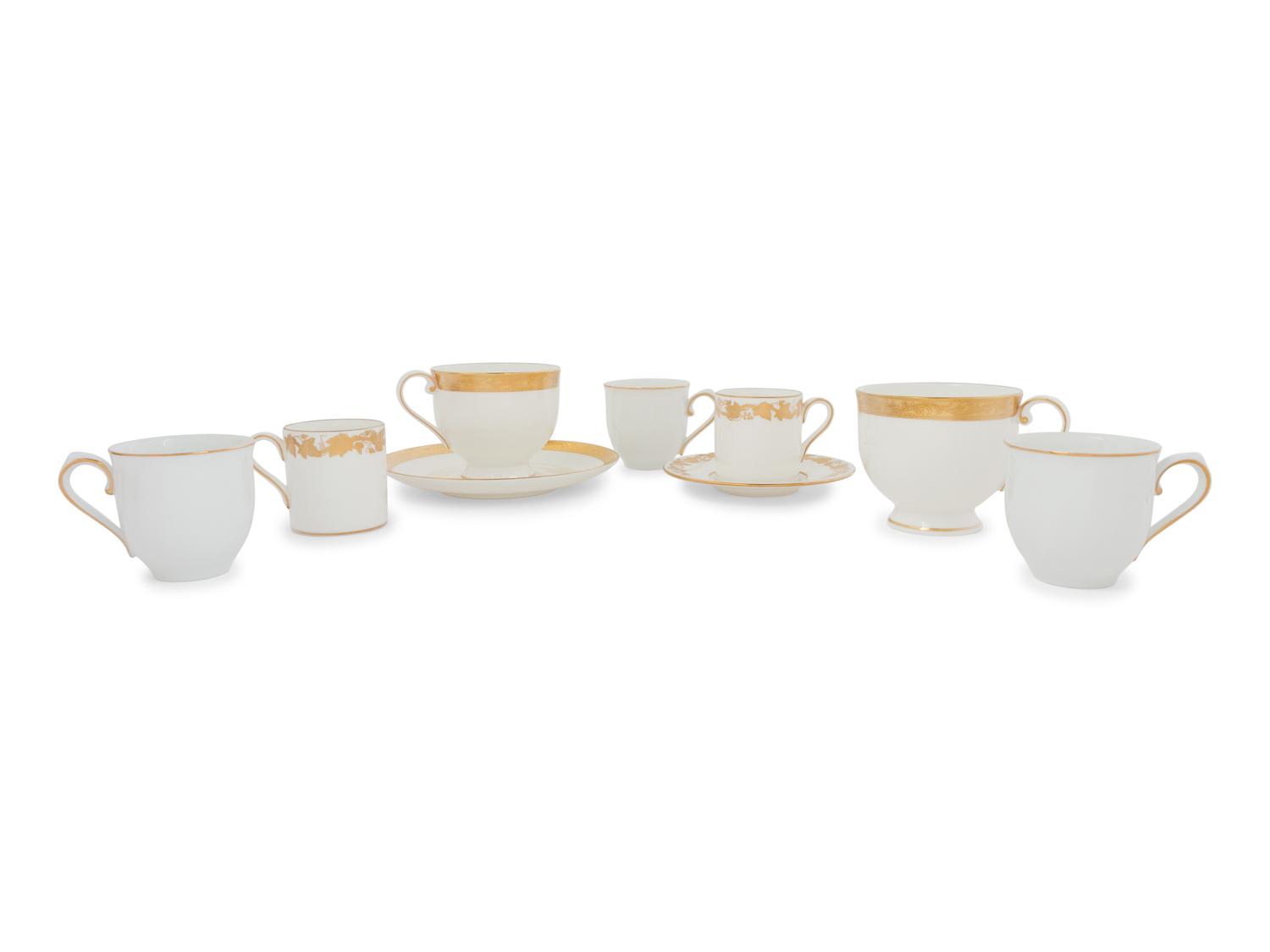 An Assembled Collection of Gilt-Edged Porcelain Dinnerware