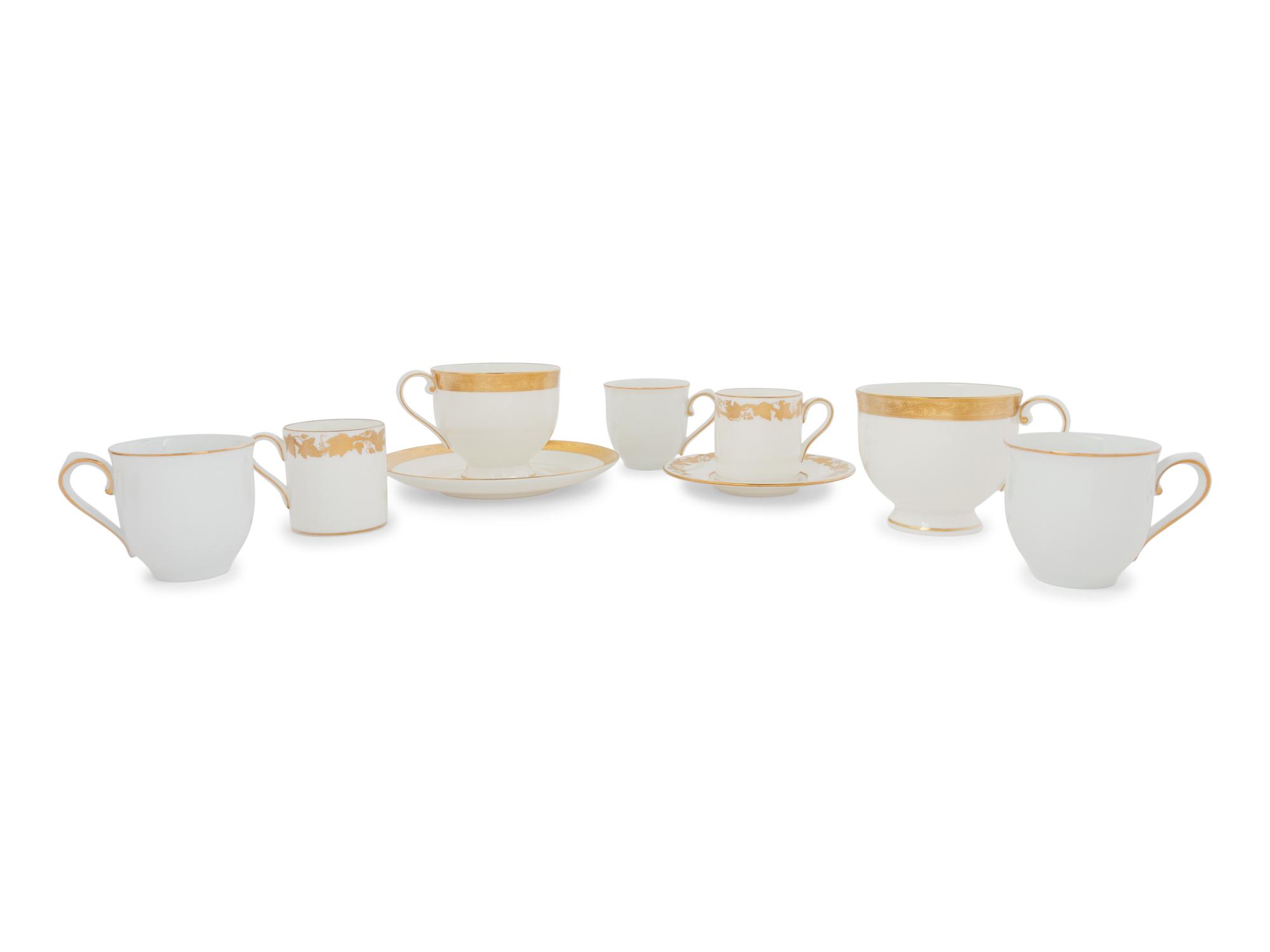 An Assembled Collection of Gilt-Edged Porcelain Dinnerware