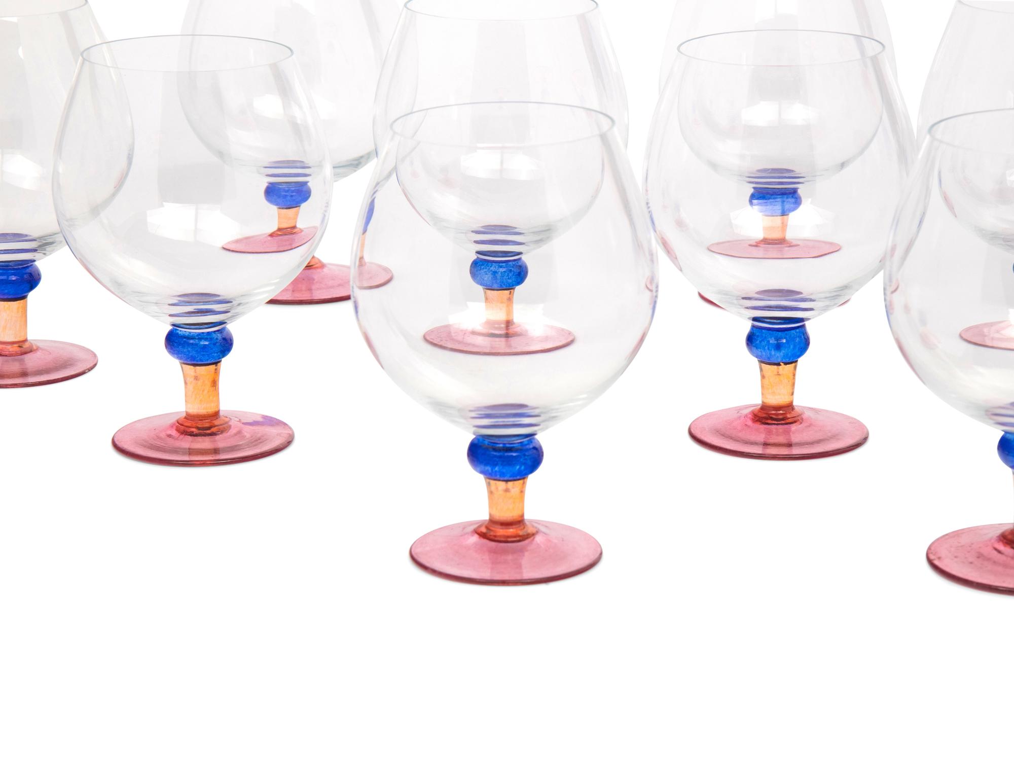 A Set of Twelve Czech Colored Glass Snifters