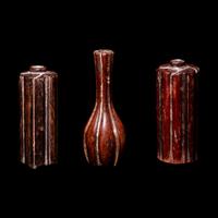 Three Chinese Zitan or Huanghuali Lobed Incense Tool Holders, 17th/18th Century 清早期 紫檀或黃花梨葵式香瓶三件