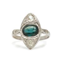 GREEN SAPPHIRE AND DIAMOND RING