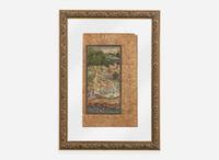 A finely painted Mughal style miniature painting, Prince with Three Attendants 莫臥爾風格袖珍畫