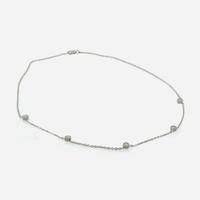 A 14K White Gold and Diamond Station Necklace