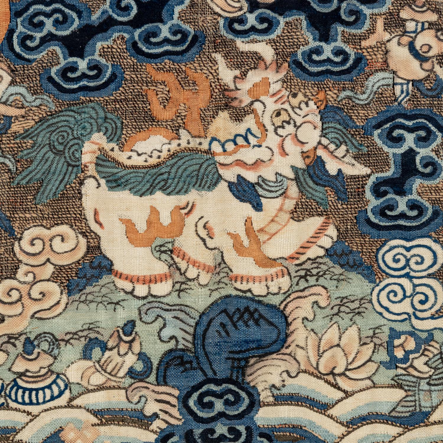 Four Chinese Kesi Silk Military Official's Rank Badges, Buzi , 19th Century 清中晚期 緙絲武官補子四幅