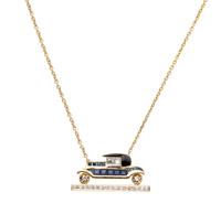 YELLOW GOLD, SAPPHIRE AND DIAMOND CAR NECKLACE