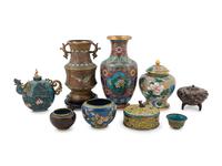Twenty Chinese Cloisonné Enameled Wares