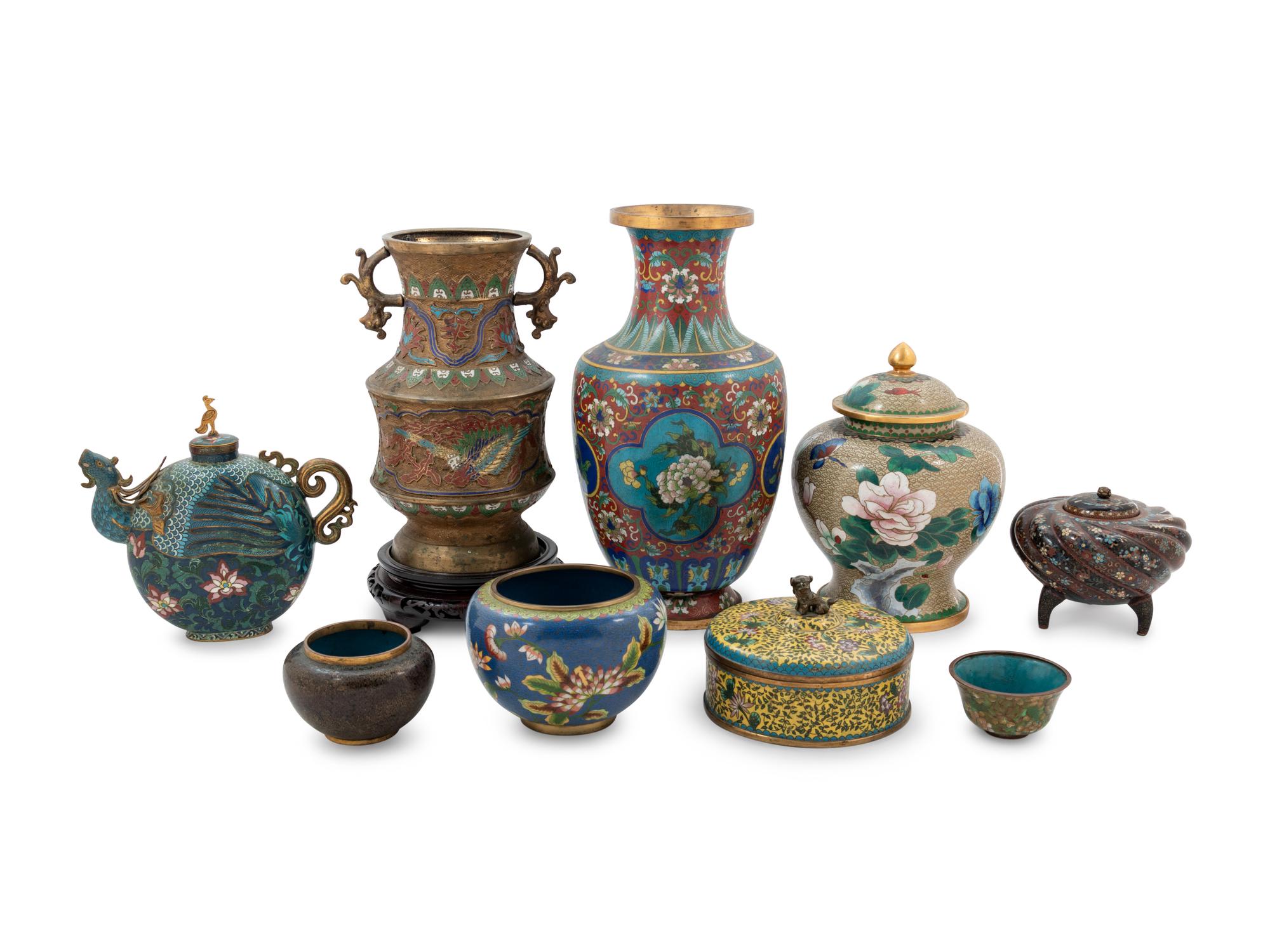 Twenty Chinese Cloisonné Enameled Wares