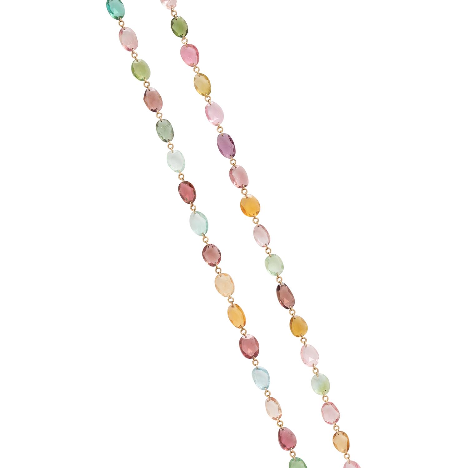 YELLOW GOLD AND TOURMALINE NECKLACE