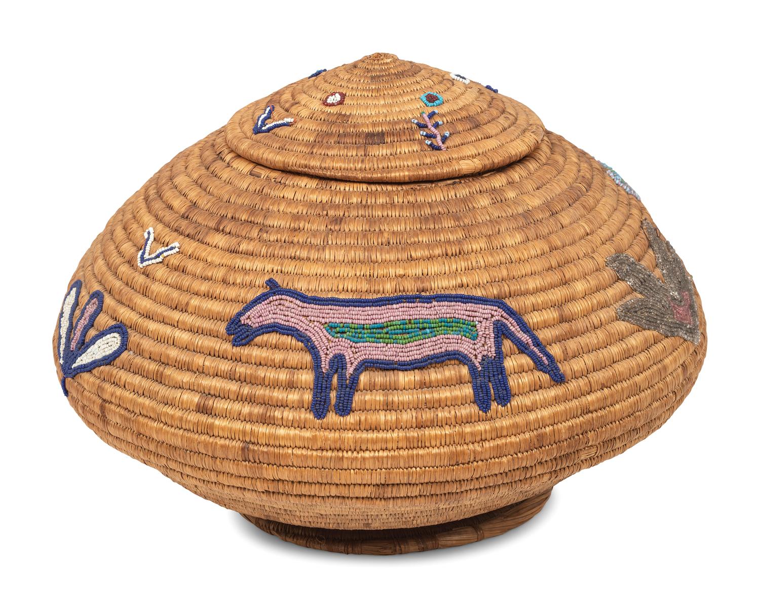 Alaskan Lidded and Beaded Basket