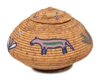 Alaskan Lidded and Beaded Basket