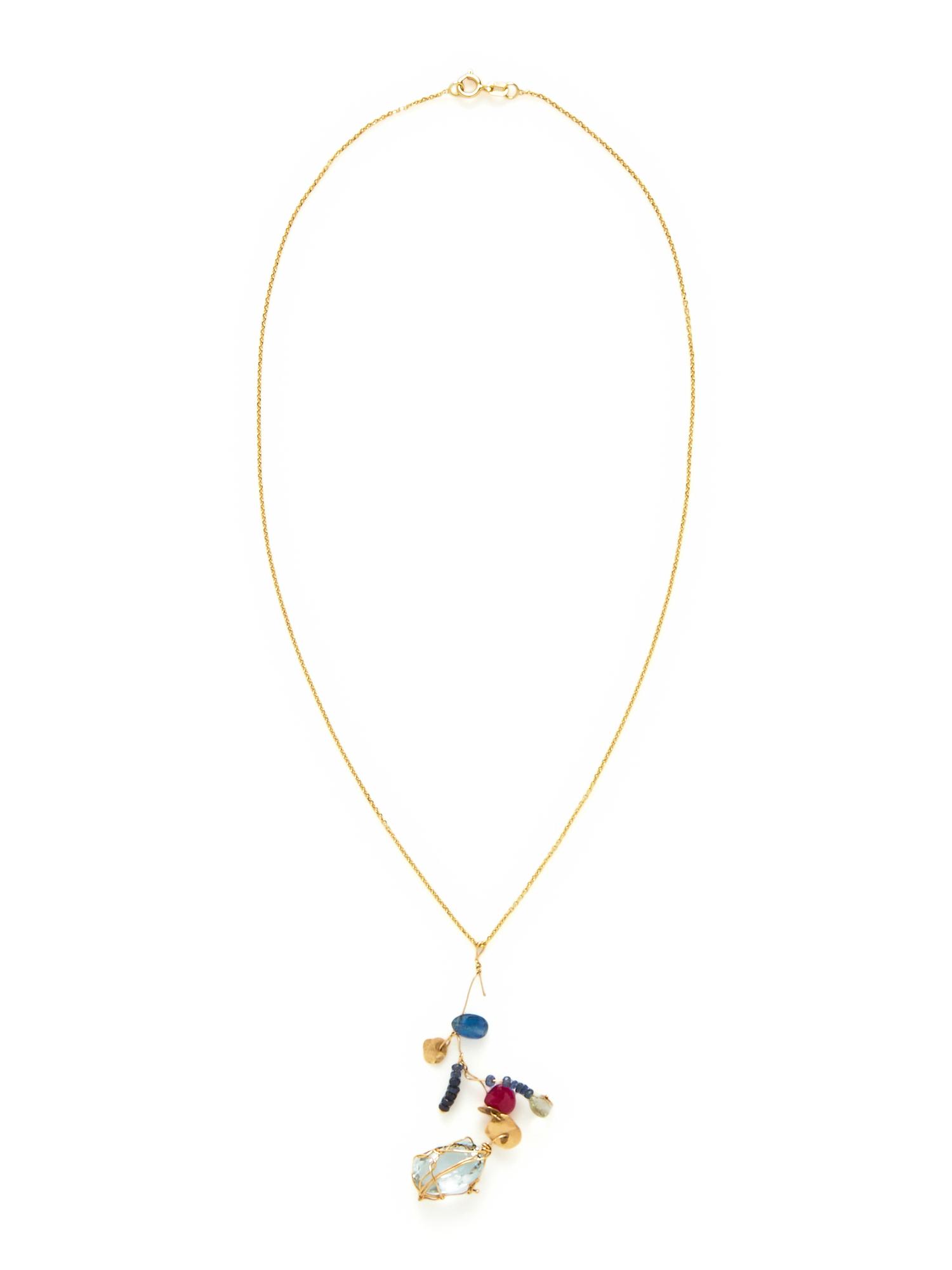 YELLOW GOLD AND MULTIGEM NECKLACE