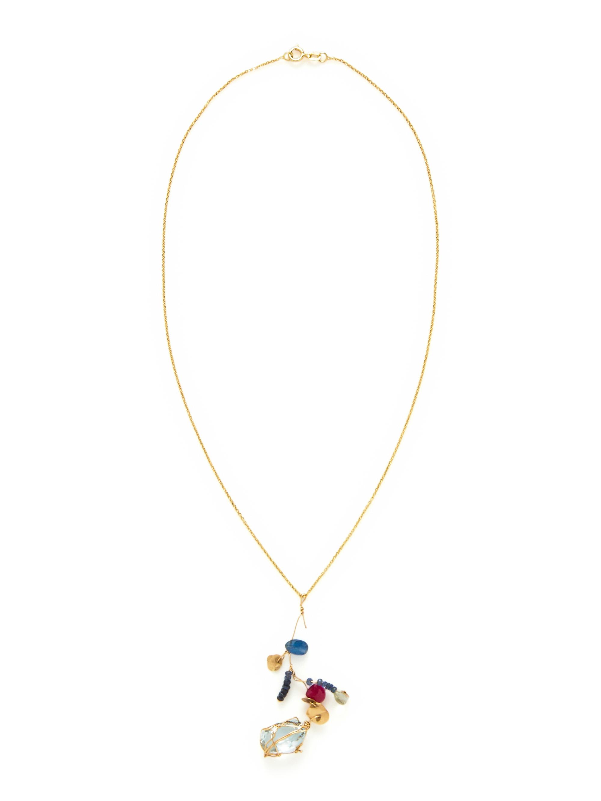 YELLOW GOLD AND MULTIGEM NECKLACE