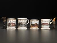 Four Railroading Porcelain Occupational Shaving Mugs
