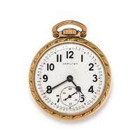 HAMILTON, GOLD-FILLED OPEN FACE POCKET WATCH