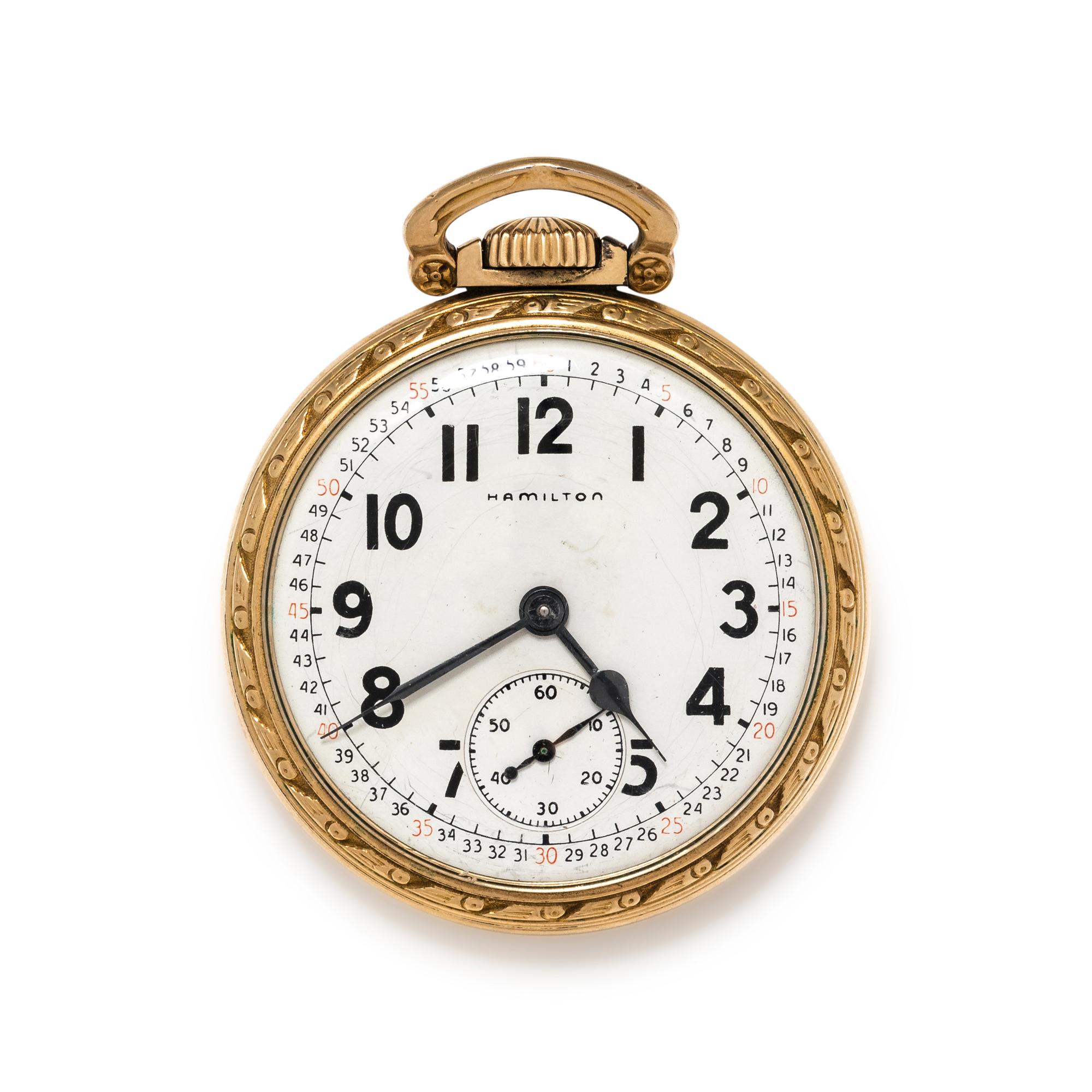 HAMILTON, GOLD-FILLED OPEN FACE POCKET WATCH