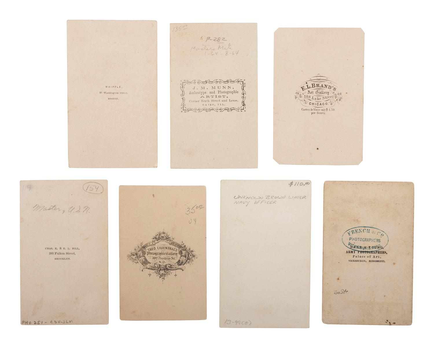 [CIVIL WAR]. A group of 7 CDVs of unidentified naval officers, comprising: