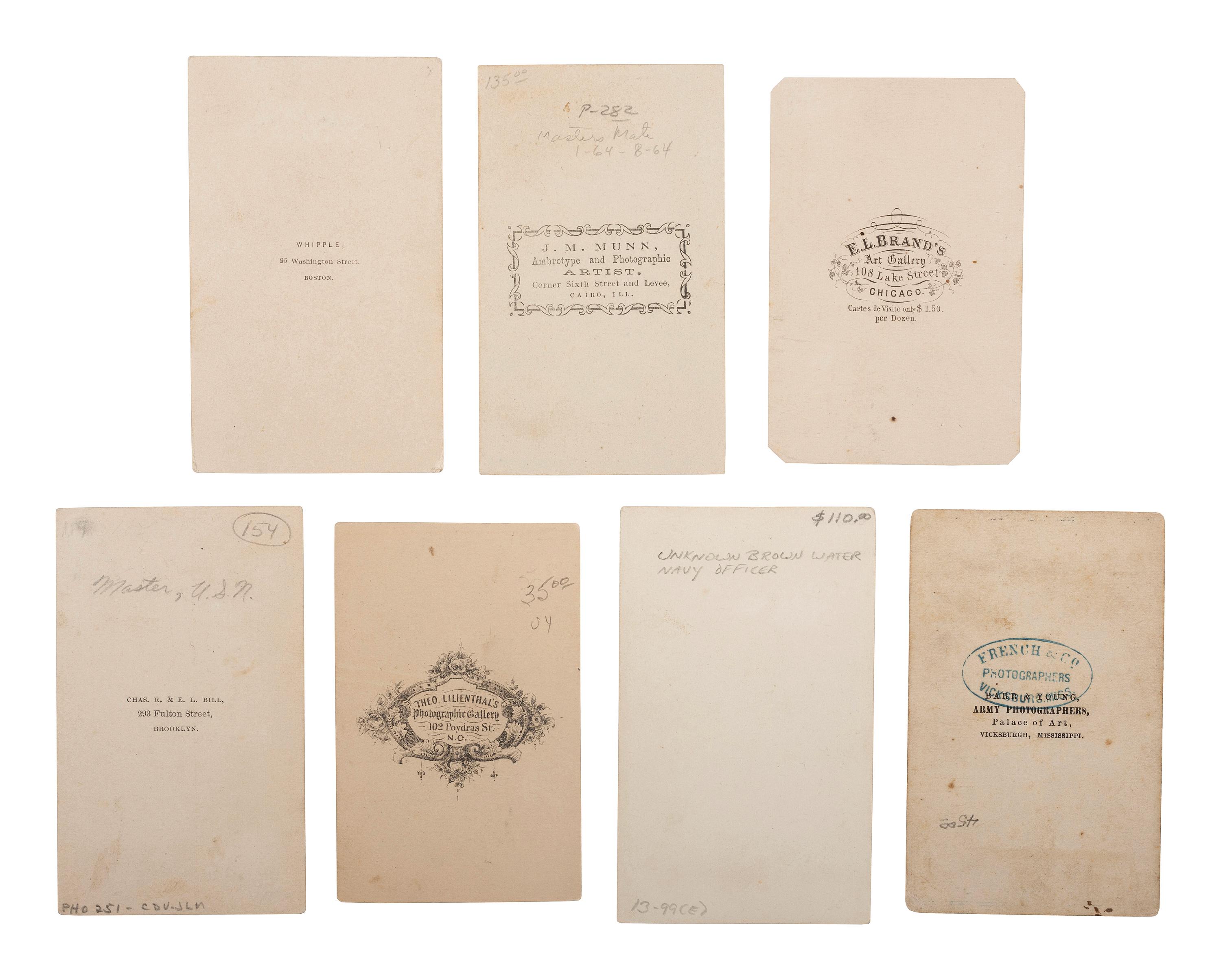[CIVIL WAR]. A group of 7 CDVs of unidentified naval officers, comprising: