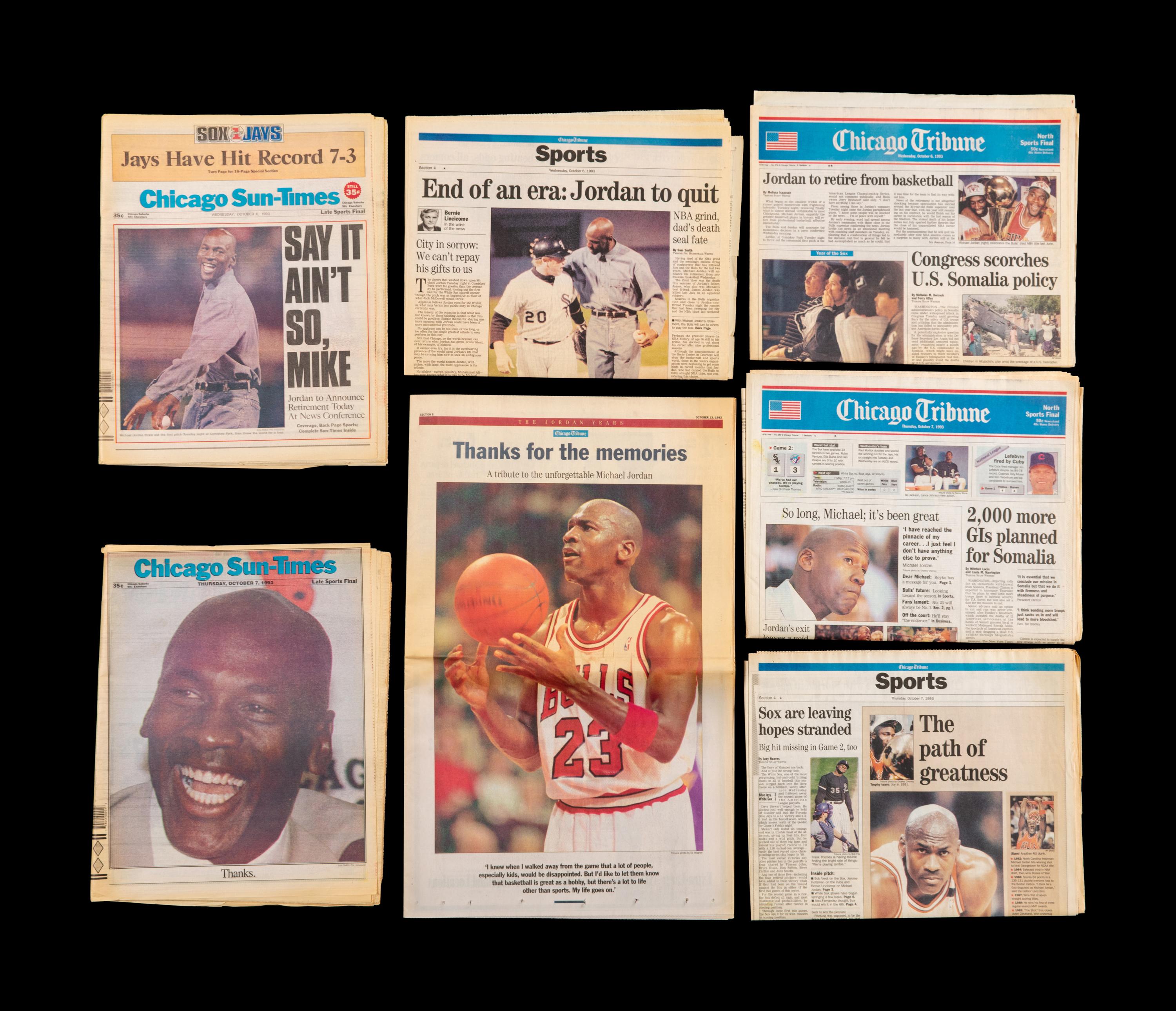 A Group of Michael Jordan Ephemera (Including First Sports Illustrated and 1988 Nike Poster),