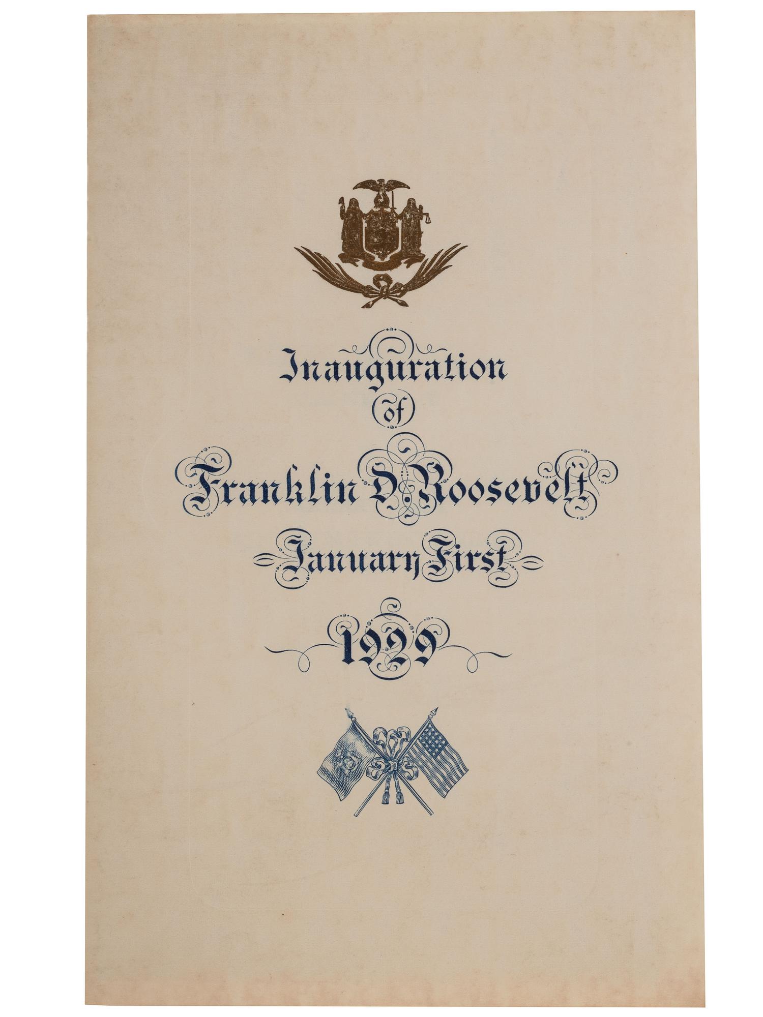 [ROOSEVELT, Franklin Delano (1882-1945)]. A group of invitations, tickets, and programs for FDR's inauguration as New York governor, comprising: