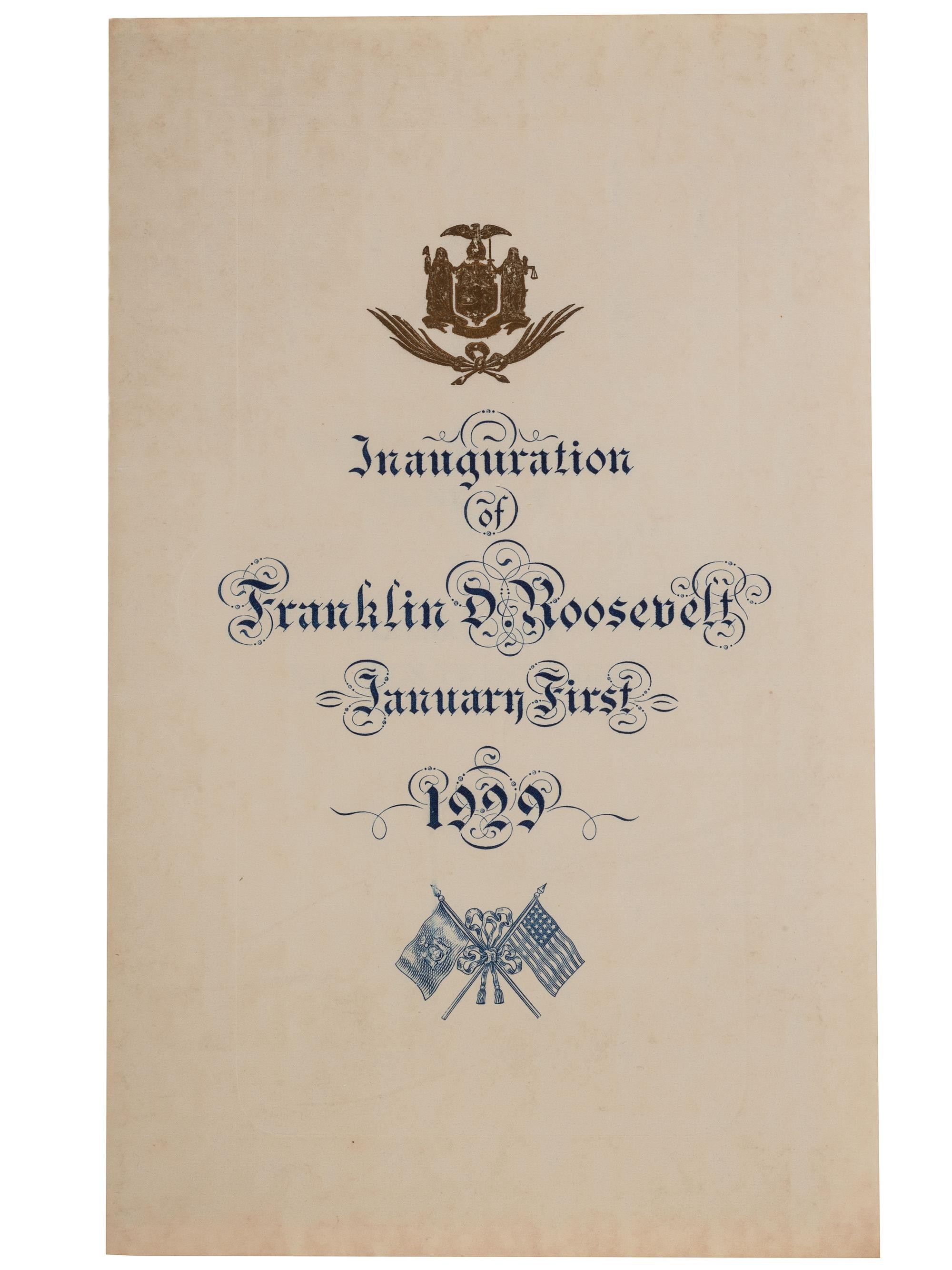 [ROOSEVELT, Franklin Delano (1882-1945)]. A group of invitations, tickets, and programs for FDR's inauguration as New York governor, comprising: