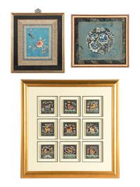 Three Chinese Embroidered Silk Panels
