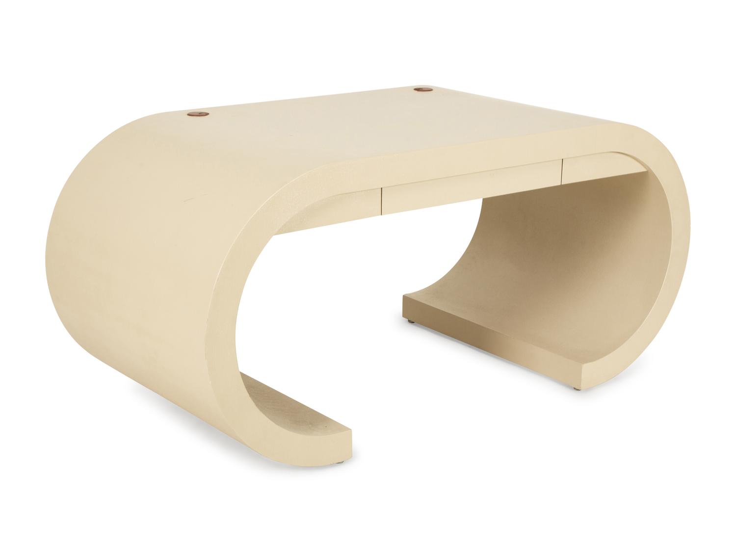 A Modern Cloth Wrapped Scroll Desk in the Manner of Karl Springer — 20th/21st Century