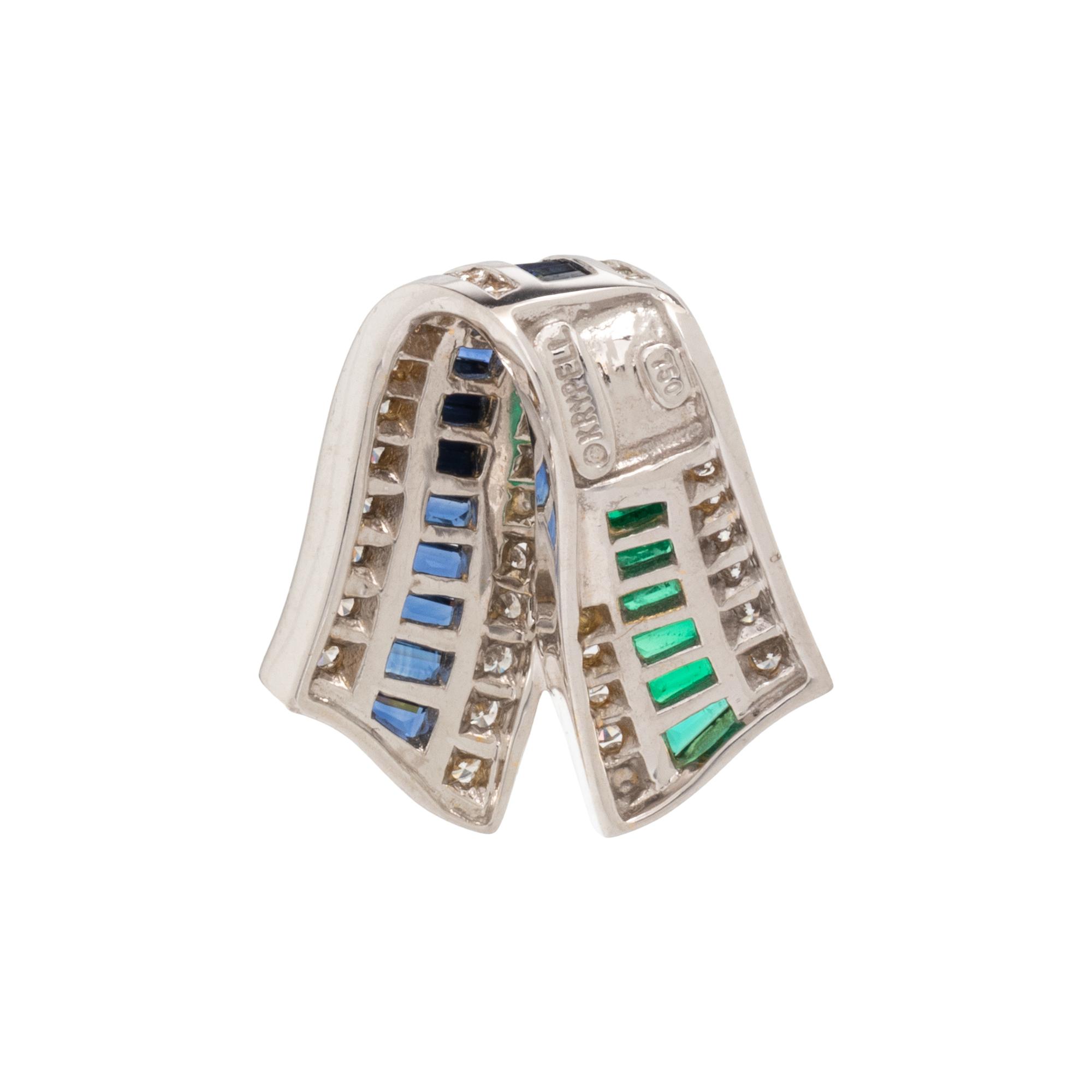 CHARLES KRYPELL, DIAMOND, SAPPHIRE, AND EMERALD PENDANT