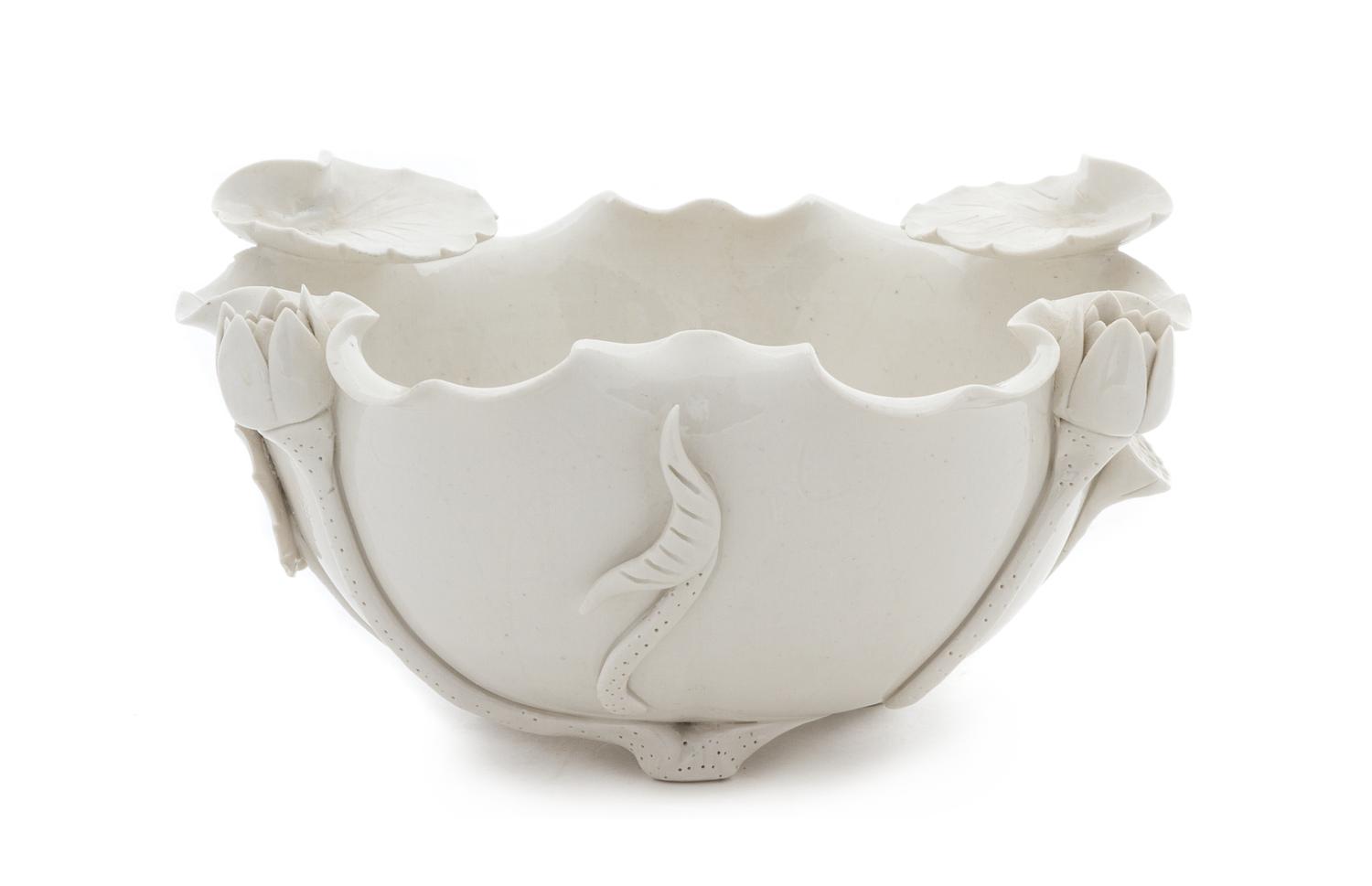 A White Glazed Porcelain Brush Washer Diameter 8 1/8 inches.