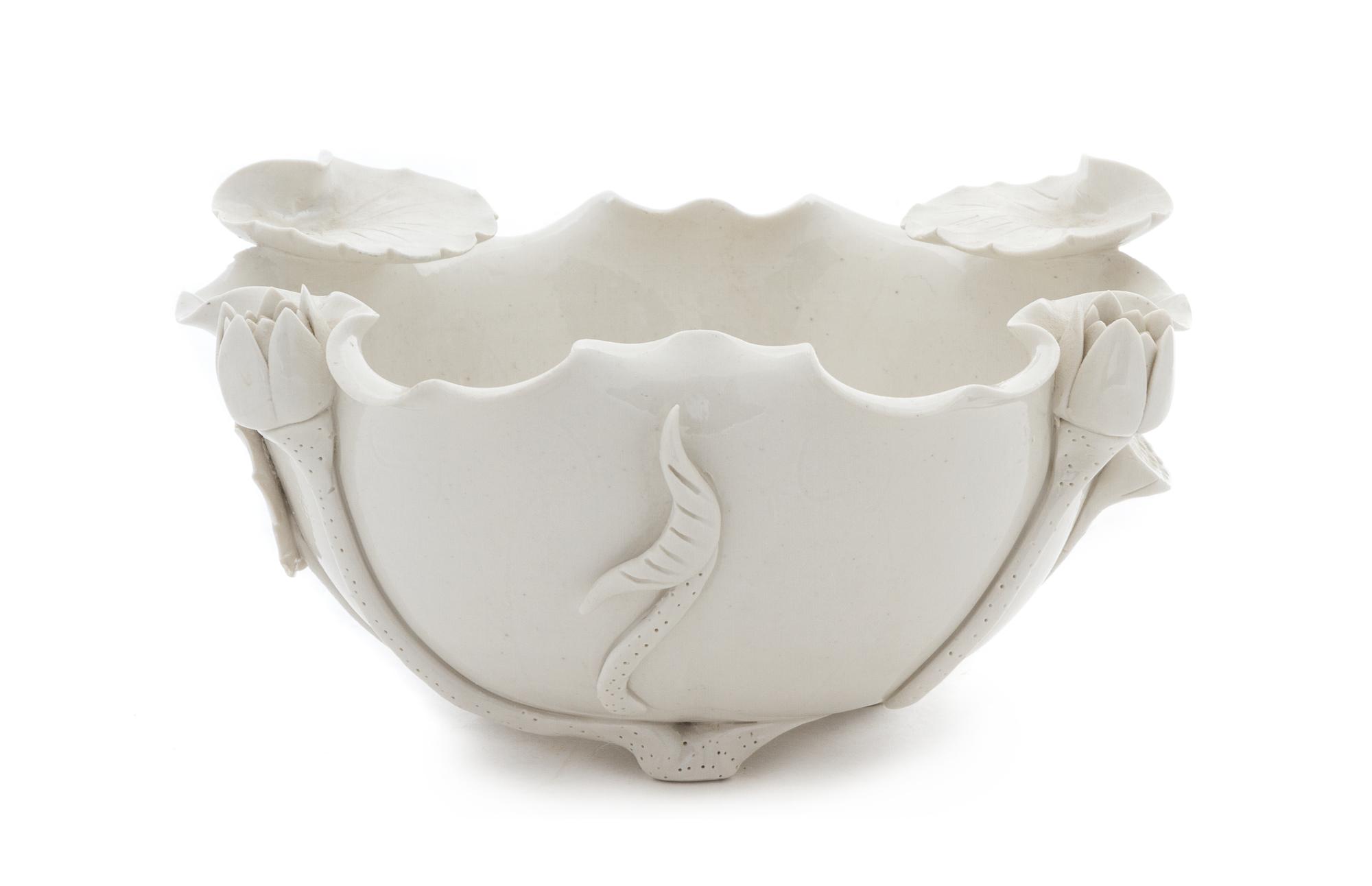 A White Glazed Porcelain Brush Washer Diameter 8 1/8 inches.