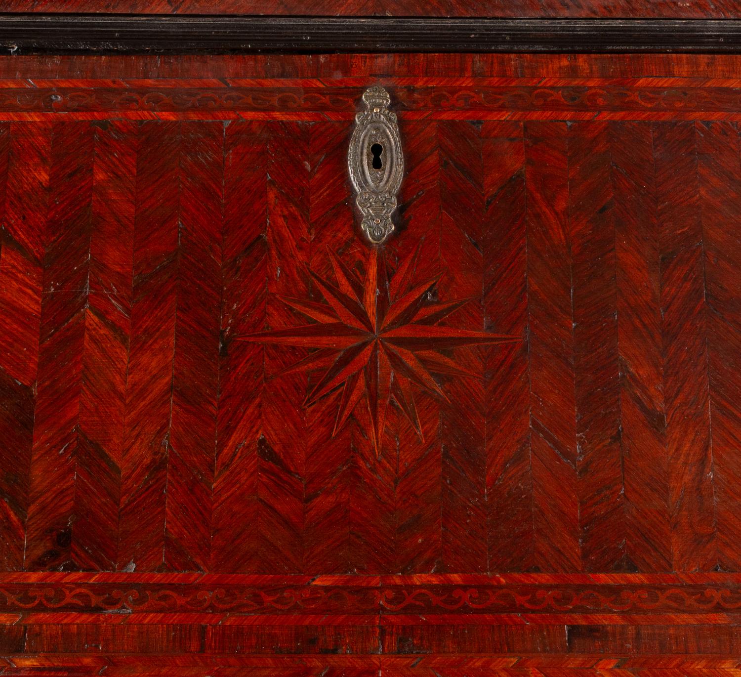 An Italian Walnut and Marquetry Bureau Cabinet