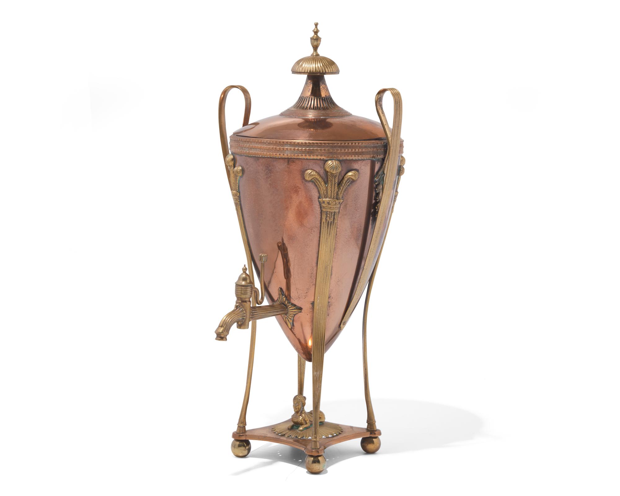 A George III Neoclassical Copper and Brass Hot Water Urn