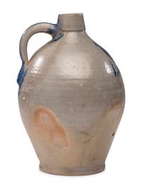 A Rare E. Hall 'Ohio' Cobalt Decorated Stoneware Jug