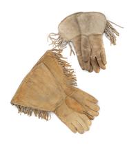 Two Pairs of Plateau Beaded Hide Gauntlets