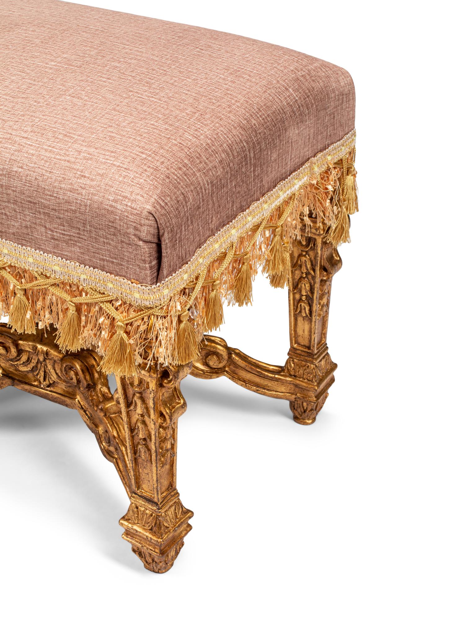A Pair of Louis XIV Style Giltwood Tabourets