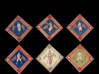 A Group of Six Assorted 1914 B-18 Baseball Quilt Flannel Panels,