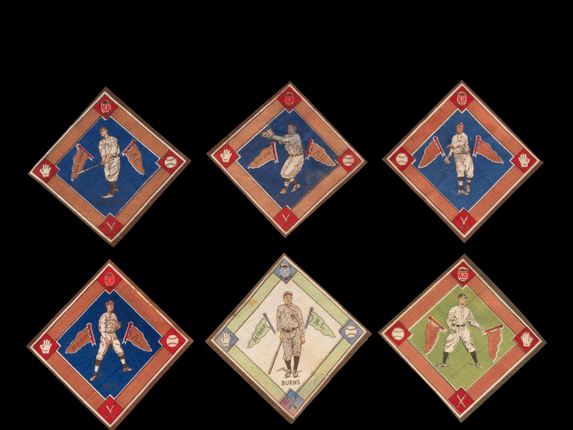 A Group of Six Assorted 1914 B-18 Baseball Quilt Flannel Panels,