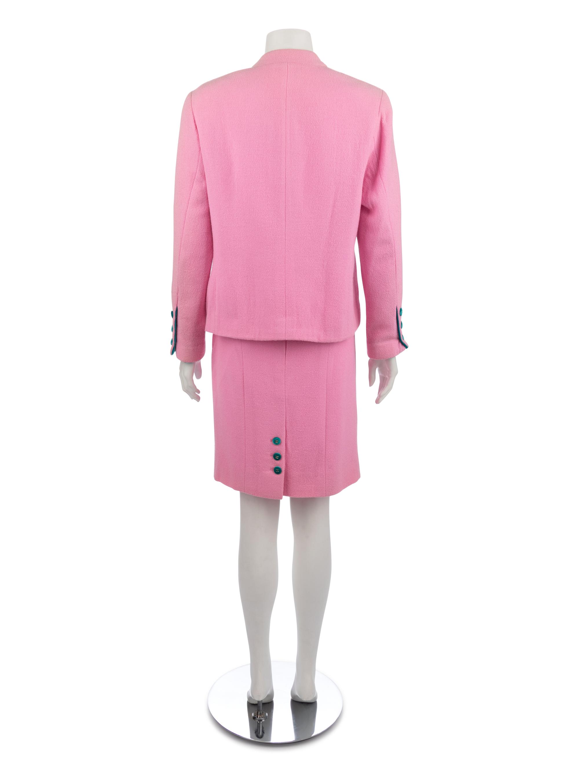Chanel Pink and White Houndstooth Jacket and One Chanel Skirt Suit, 1990-2000s