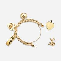 A 14K Yellow Gold Charm Bracelet with 14K Yellow Gold and Gemstone Charms