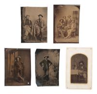[WESTERN AMERICANA] 10 tintypes, incl. pairs and groups of cowboys, some with female companions.
